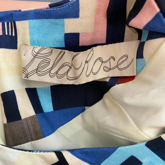Lela Rose Abstract Geometric Print Colorful‎ Dress - Picture 9 of 12